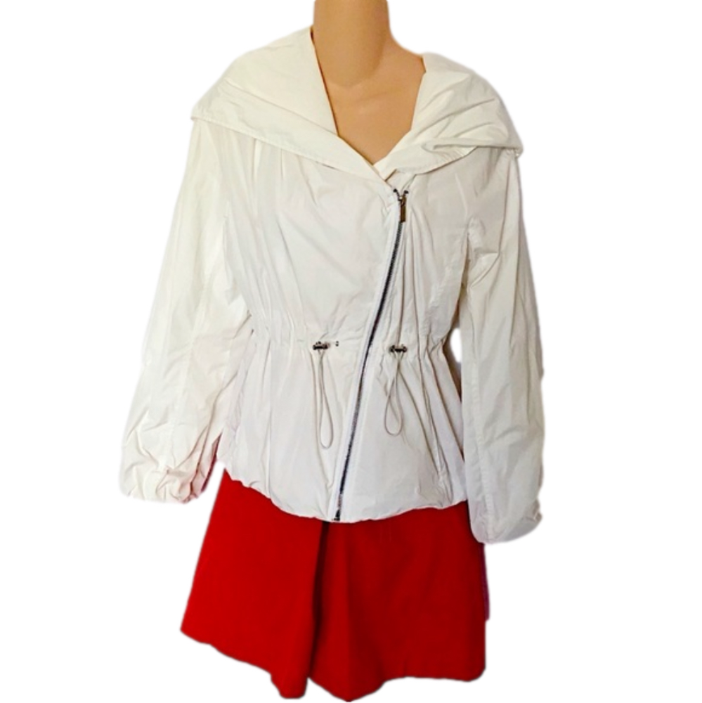 BCBG MAXAZRIA - sideways Zippered Rain Jacket Coat